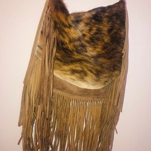 Cowhide fringe crossbody purse